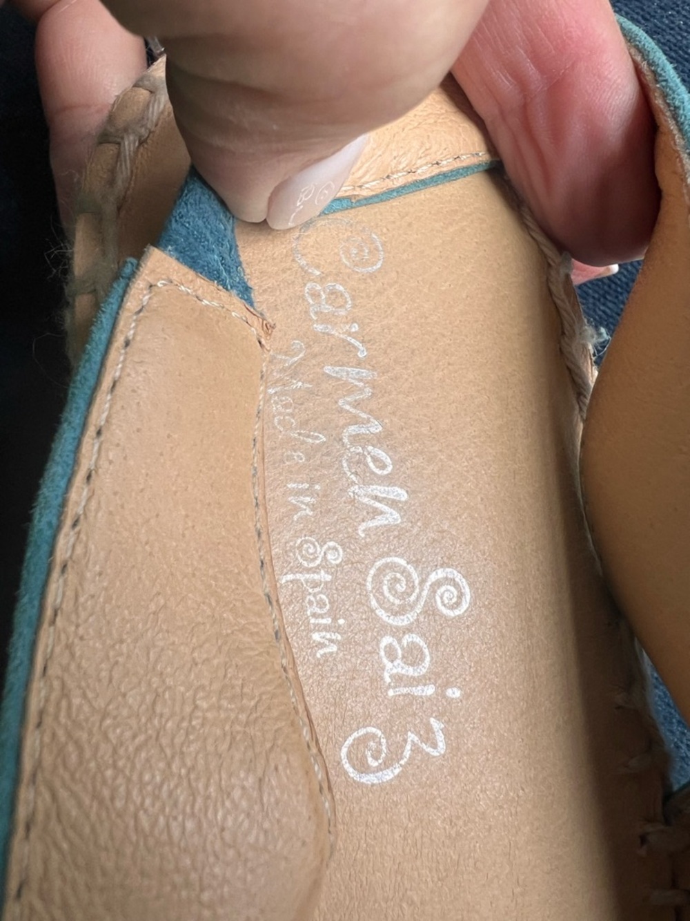 NWOT Carmen Saiz Teal Suede Espadrille Slingback - Picture 2 of 8